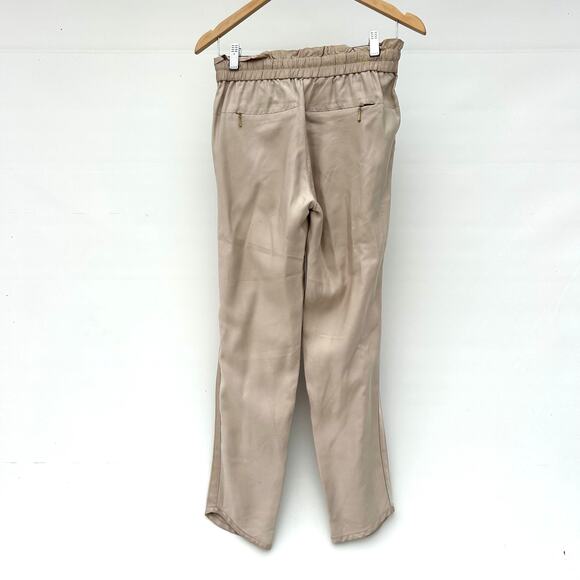 Tory Burch Satin Modal Rayon Tapered Drawstring Pull On Trousers Pants Small Tan - Picture 5 of 11